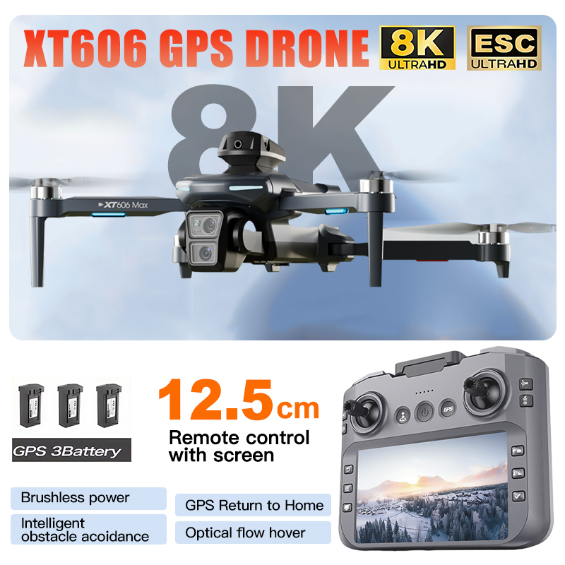 Drone Surveying - XT606 MAX 3 バッテリー ドローン 4K
